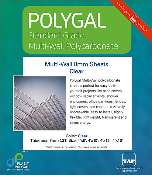 Polygal Standard Grade Multi Wall Polycarbonate Sheet Tap Plastics