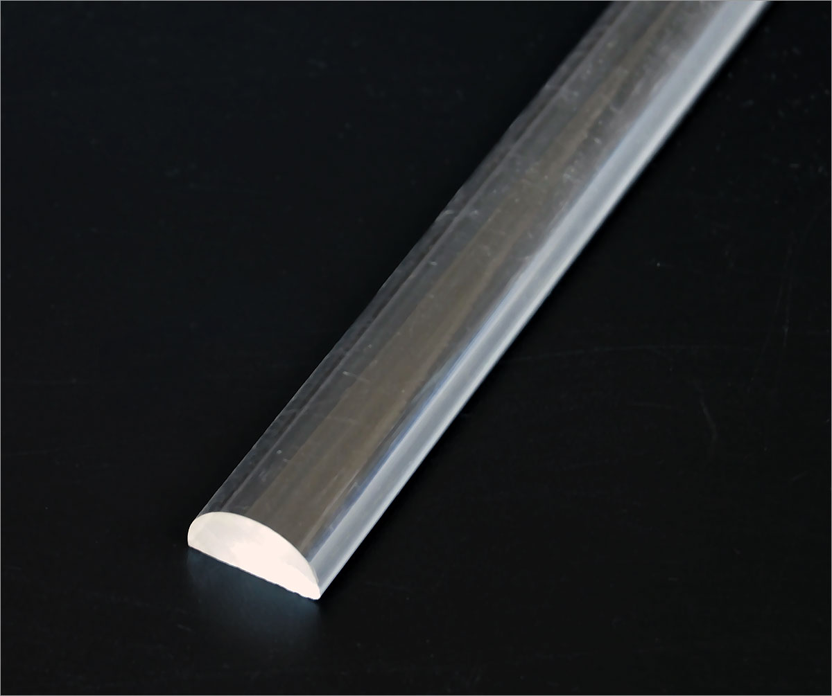 3/8" Clear .375" 10 Units x 6 FT Lengths Acrylic Half Round Extruded Rods 