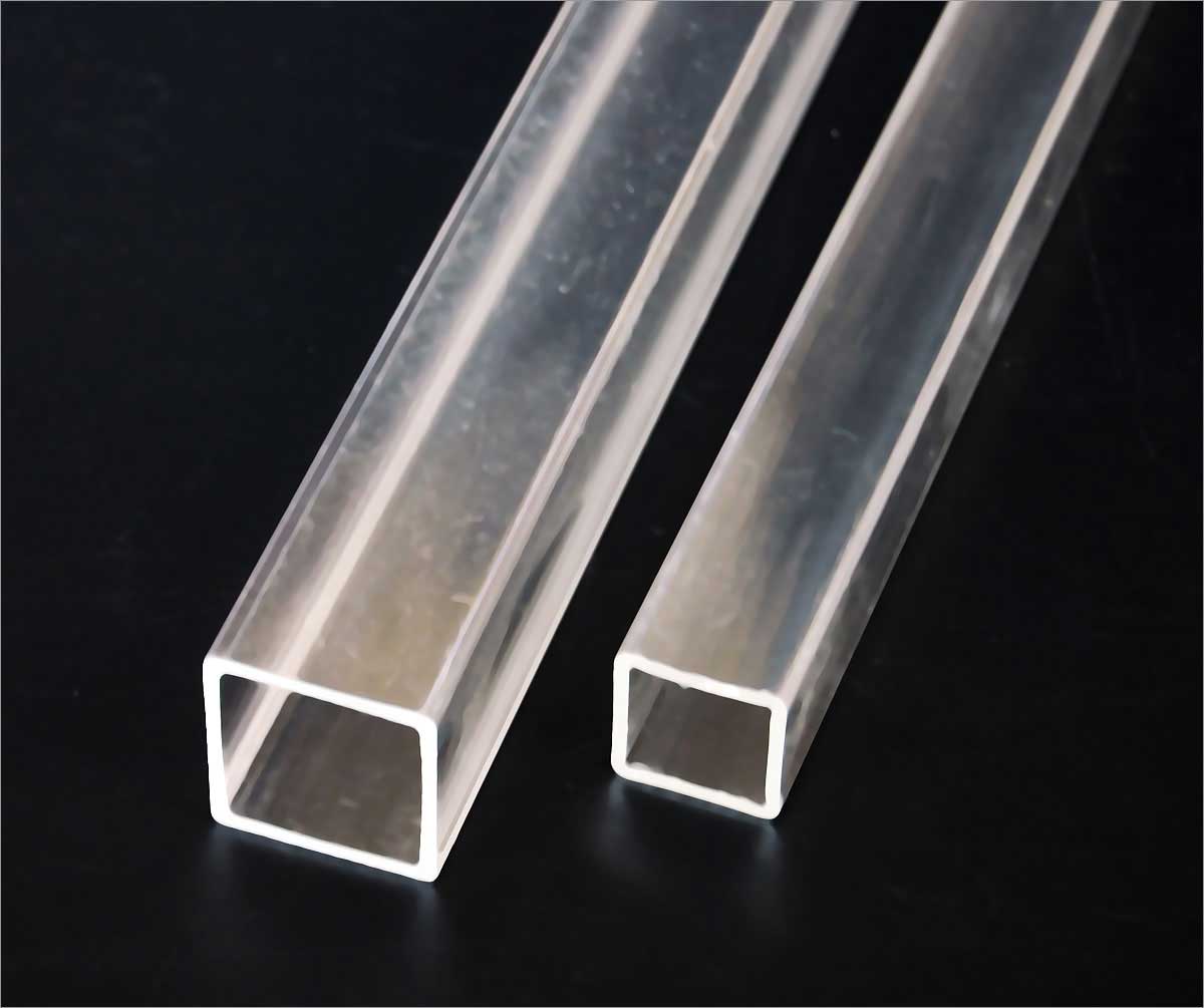 6 PK Clear Extruded Acrylic Square Tube 1" OD Nominal 36" Long 1/16" Wall 